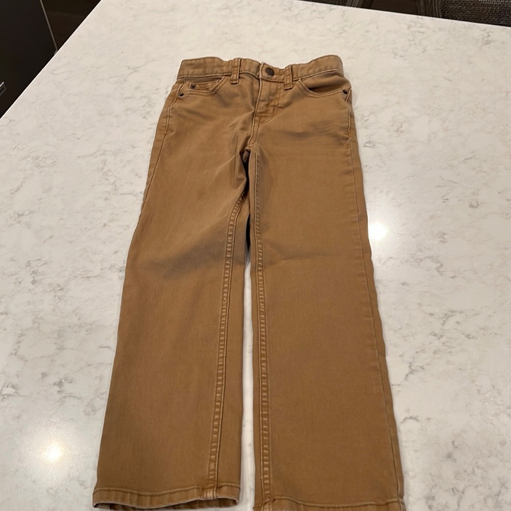 Cat and Jack Boys Straight Leg Stretch Pants Dark Khaki